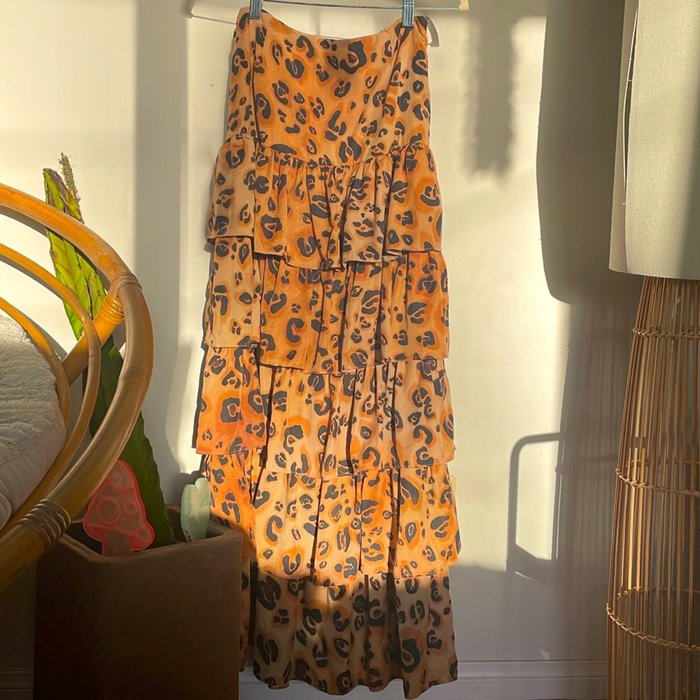 Mara Hoffman leopard print ruffle maxi skirt